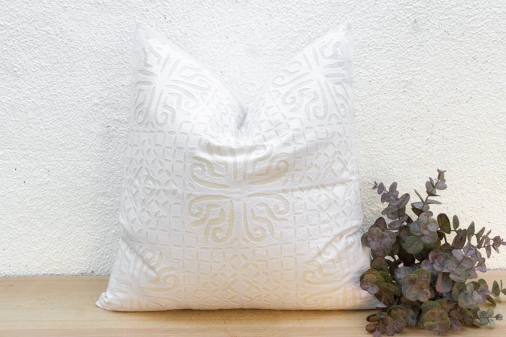 Cream Sol Euro Applique Pillow Cover