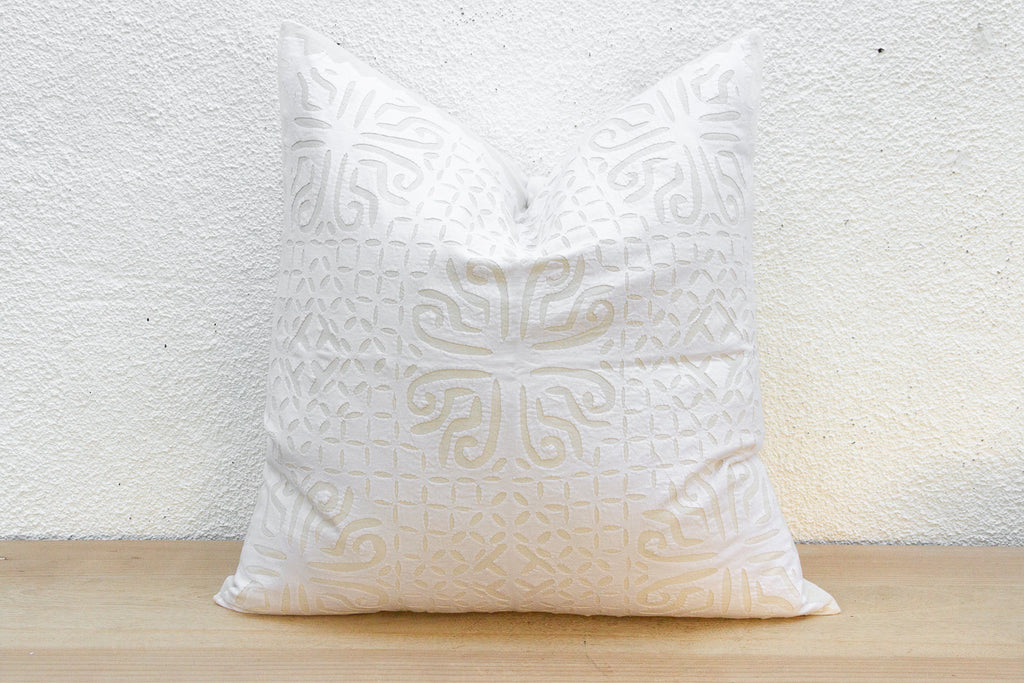 Cream Sol Euro Applique Pillow Cover
