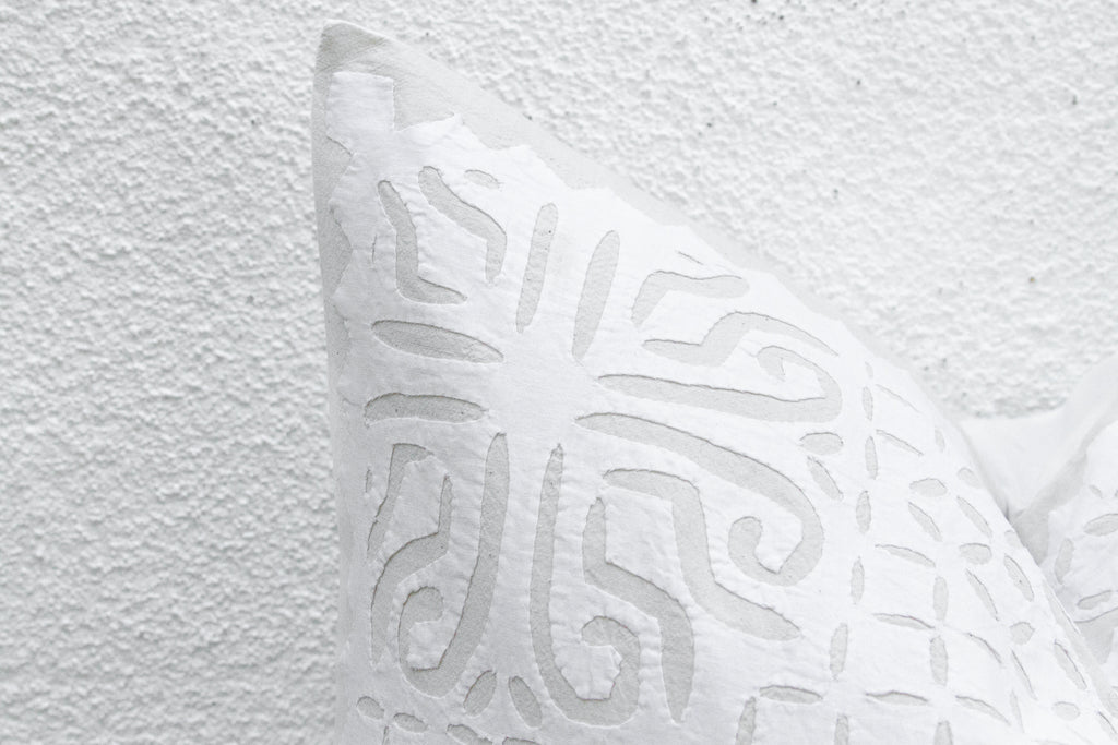Cream Sol Euro Applique Pillow Cover