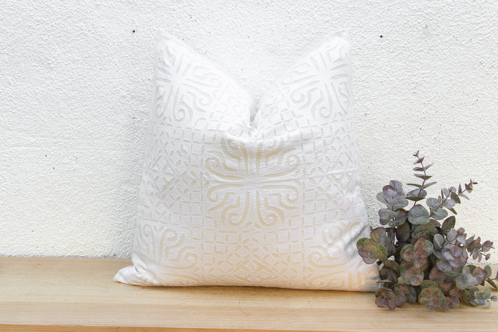 Light Woven Euro Applique Pillow Cover