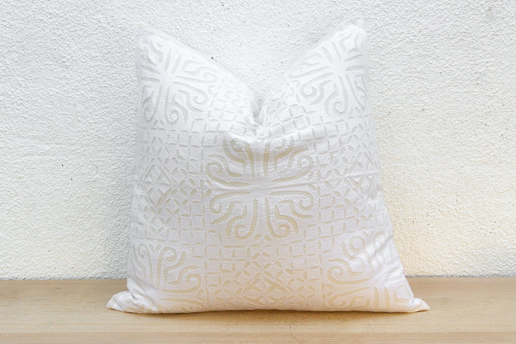 Light Woven Euro Applique Pillow Cover