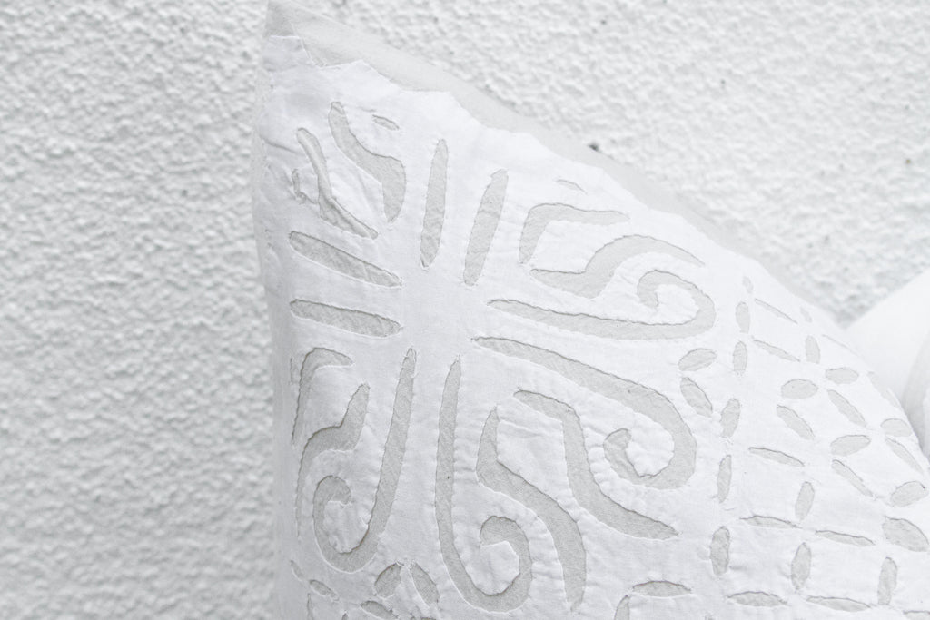 Light Woven Euro Applique Pillow Cover