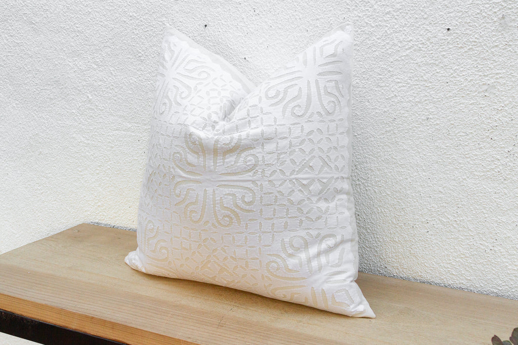 Light Woven Euro Applique Pillow Cover