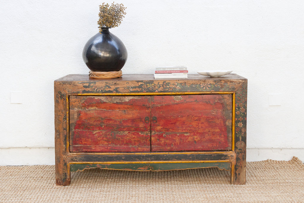 Antique Painted Qing Dynasty Buffet Cabinet