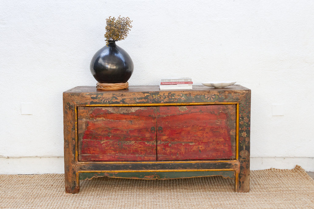 Antique Painted Qing Dynasty Buffet Cabinet