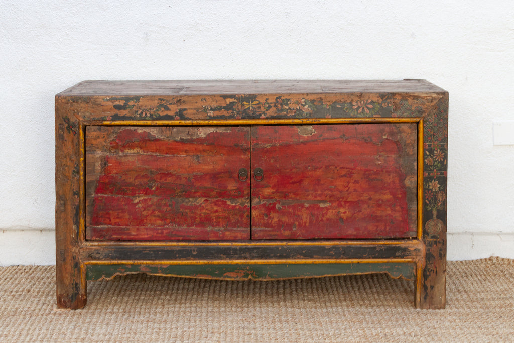 Antique Painted Qing Dynasty Buffet Cabinet
