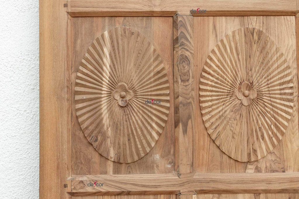 Pair of Teak Sunburst Indo-Portuguese Doors