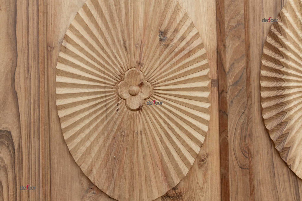 Pair of Teak Sunburst Indo-Portuguese Doors