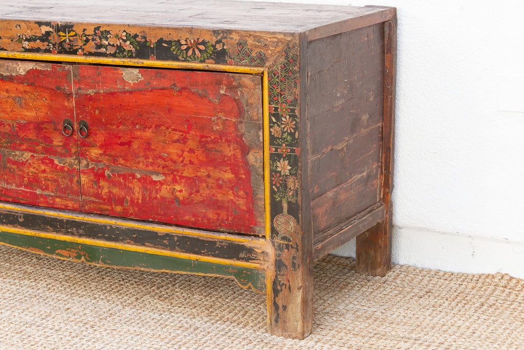Antique Painted Qing Dynasty Buffet Cabinet