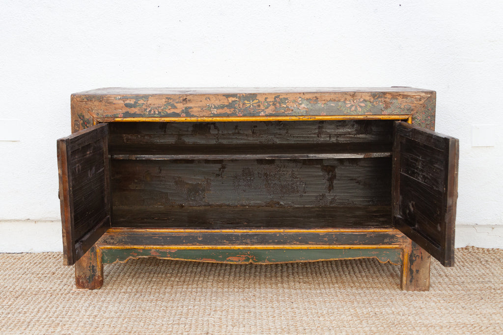 Antique Painted Qing Dynasty Buffet Cabinet