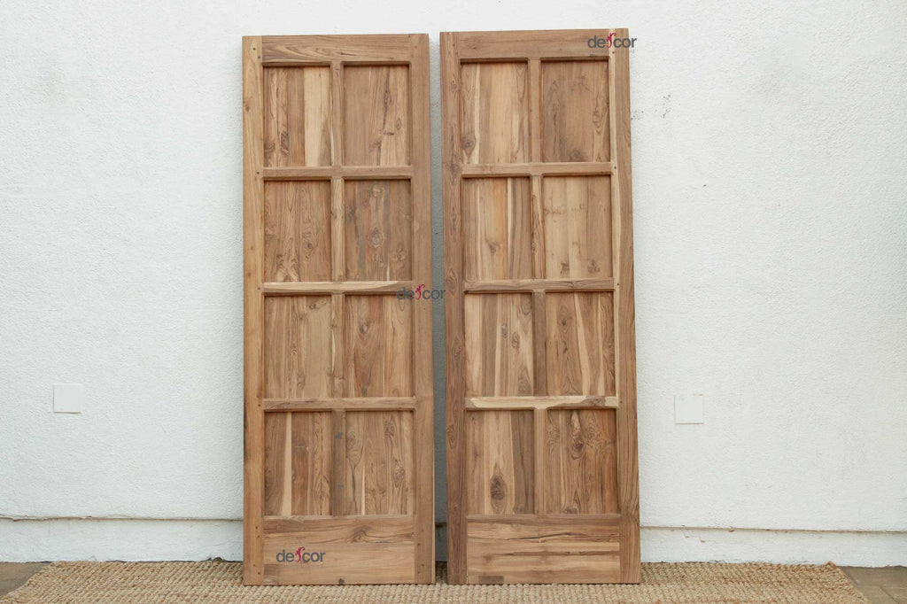 Pair of Teak Sunburst Indo-Portuguese Doors