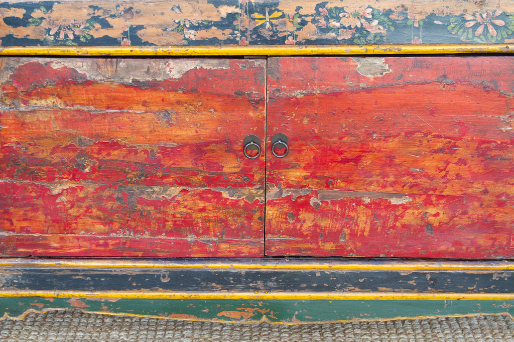 Antique Painted Qing Dynasty Buffet Cabinet