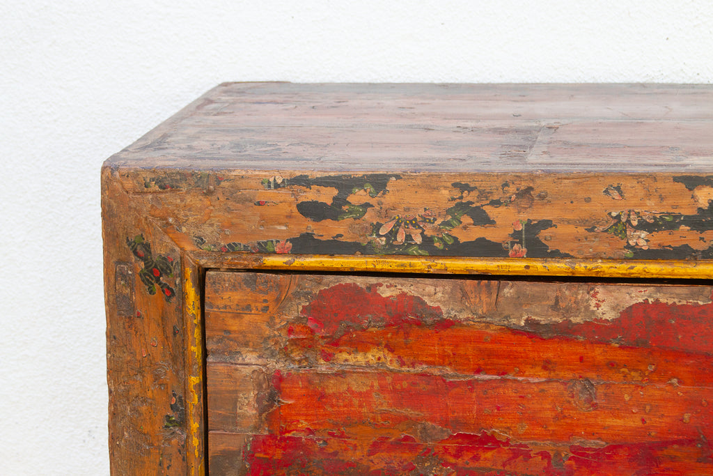 Antique Painted Qing Dynasty Buffet Cabinet