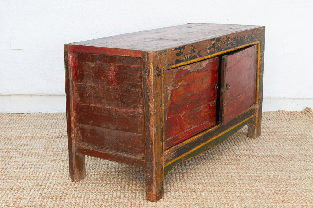 Antique Painted Qing Dynasty Buffet Cabinet