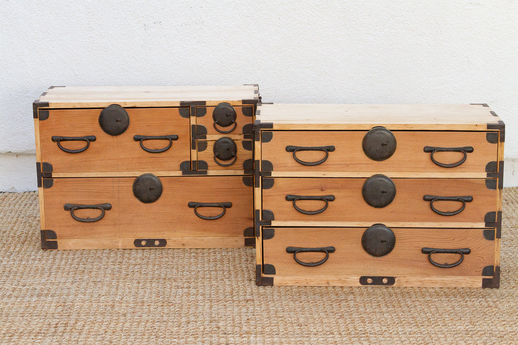 Meiji Era Japanese Chest on Chest Tansu Dresser