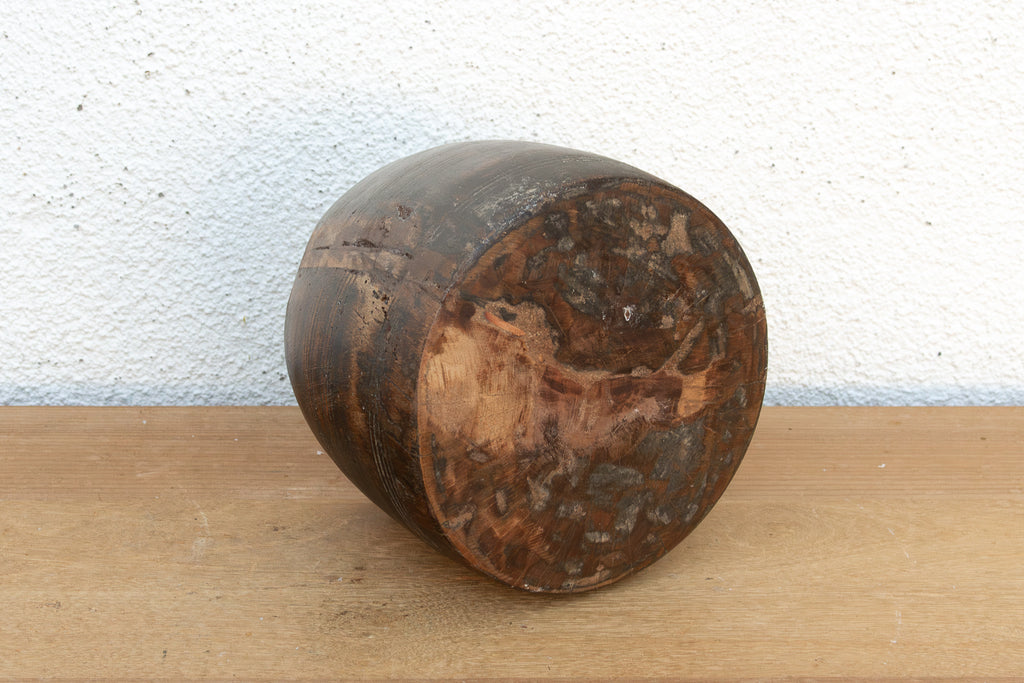 Antique Dark Stained Teak Grain Pot (Trade)