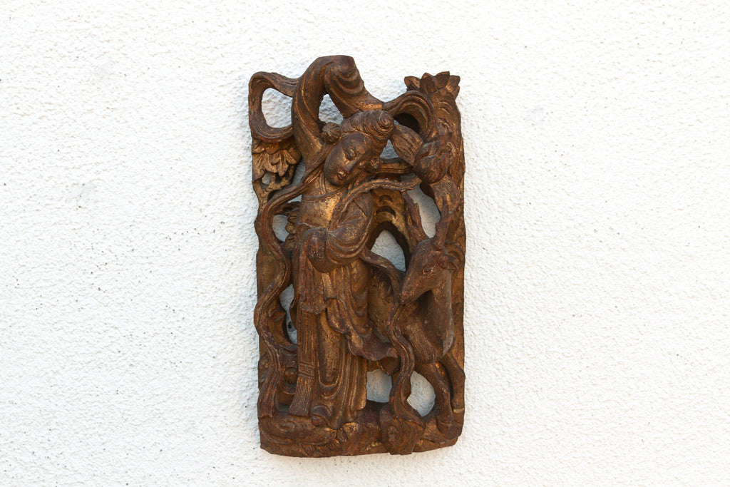 Antique Chinese Celestial Gilded Relief Carvings