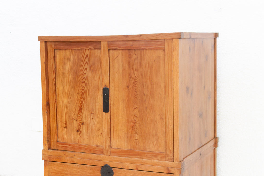 Antique Two-Part Tall Japanese Tansu Cabinet