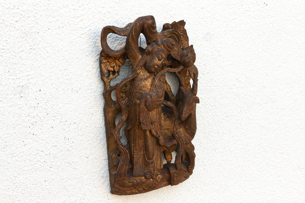 Antique Chinese Celestial Gilded Relief Carvings