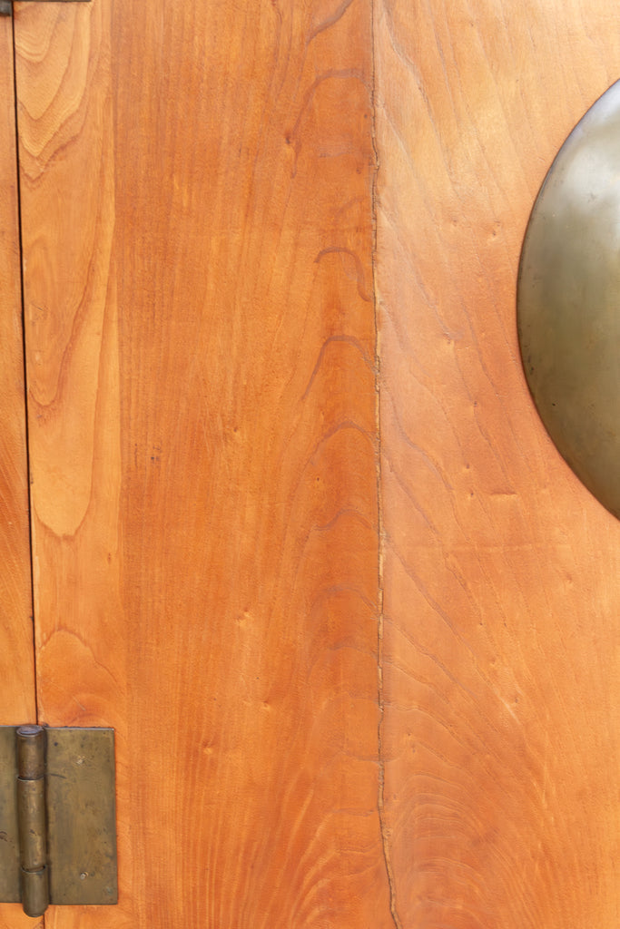 Antique Chinese Golden Elm Qing Armoire