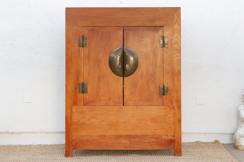 19th Century Chinese Elm & Brass Armoire