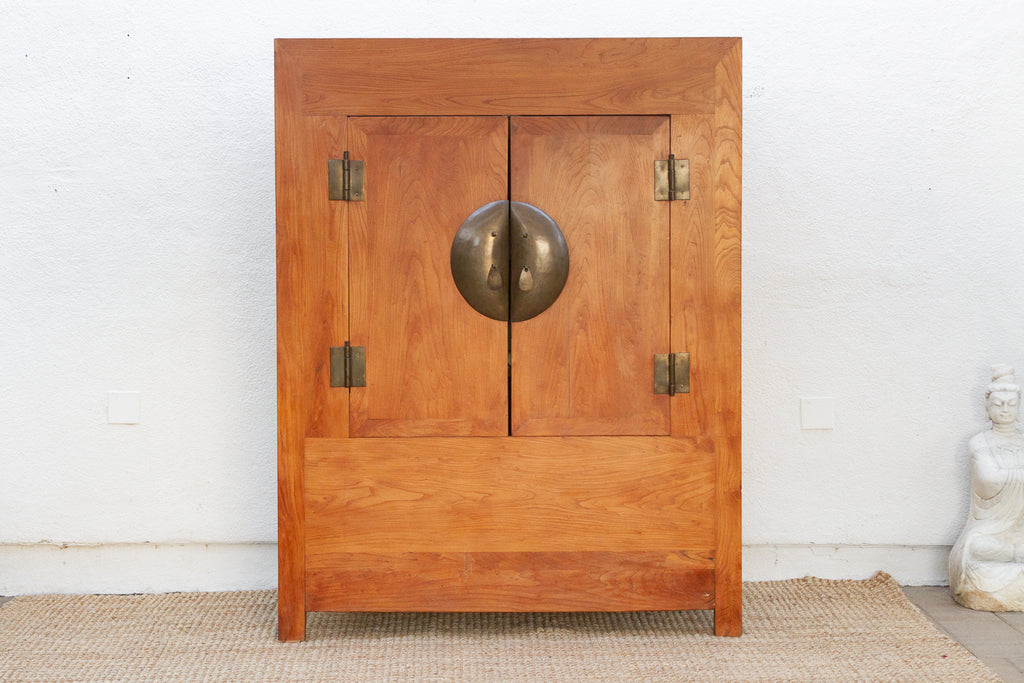 19th Century Chinese Elm & Brass Armoire