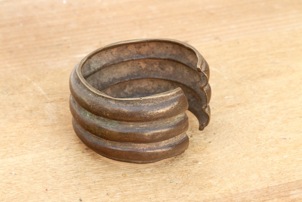 19th Century Patinated Brass Currency Bracelet