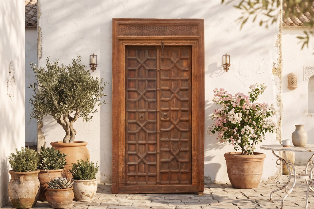 Antique Indian Haveli Portal Carved Teak Door (Trade)