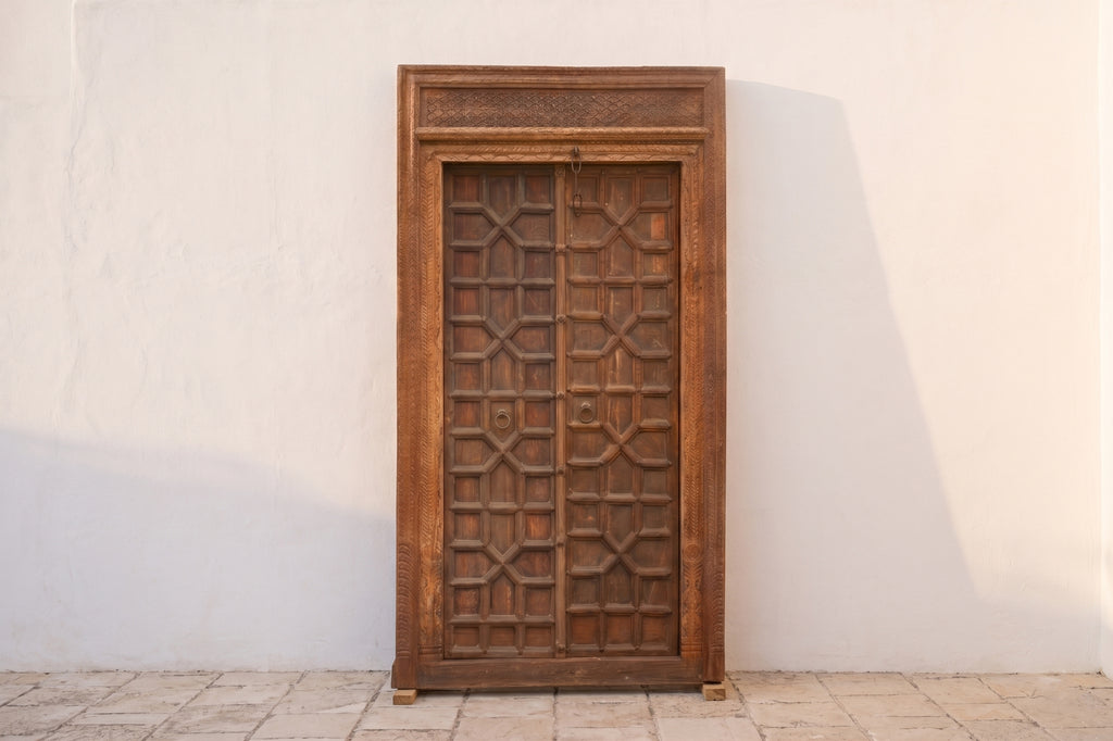 Antique Indian Haveli Portal Carved Teak Door (Trade)