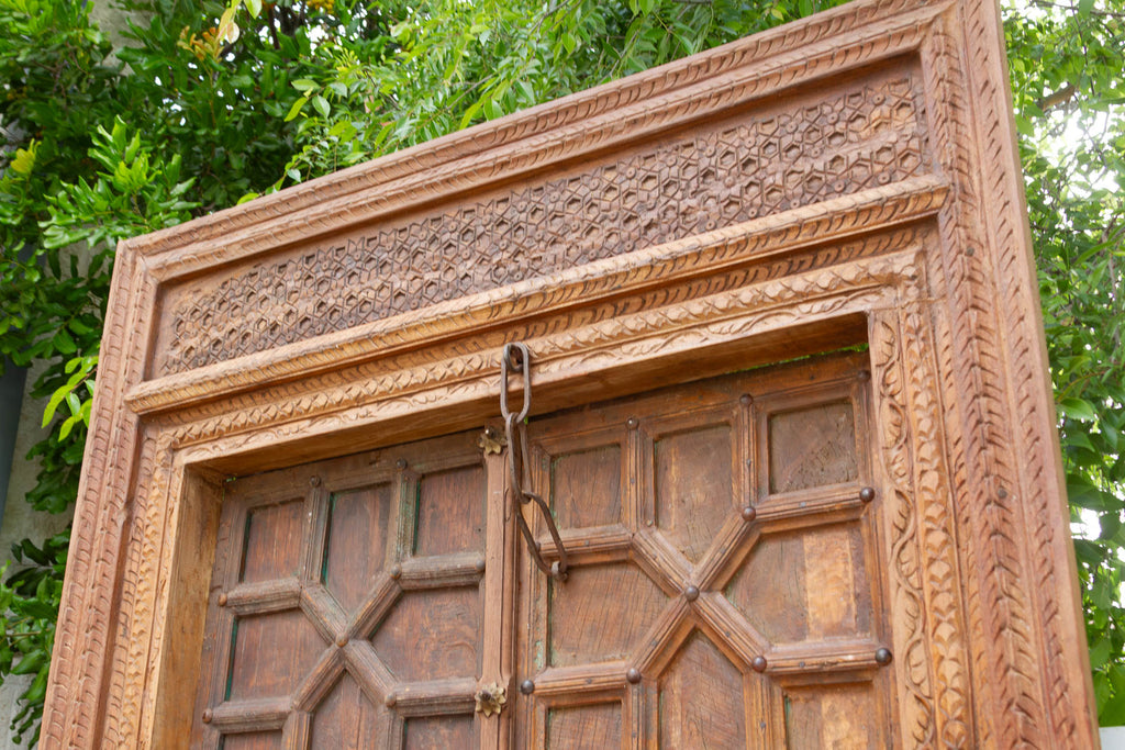 Antique Indian Haveli Portal Carved Teak Door (Trade)