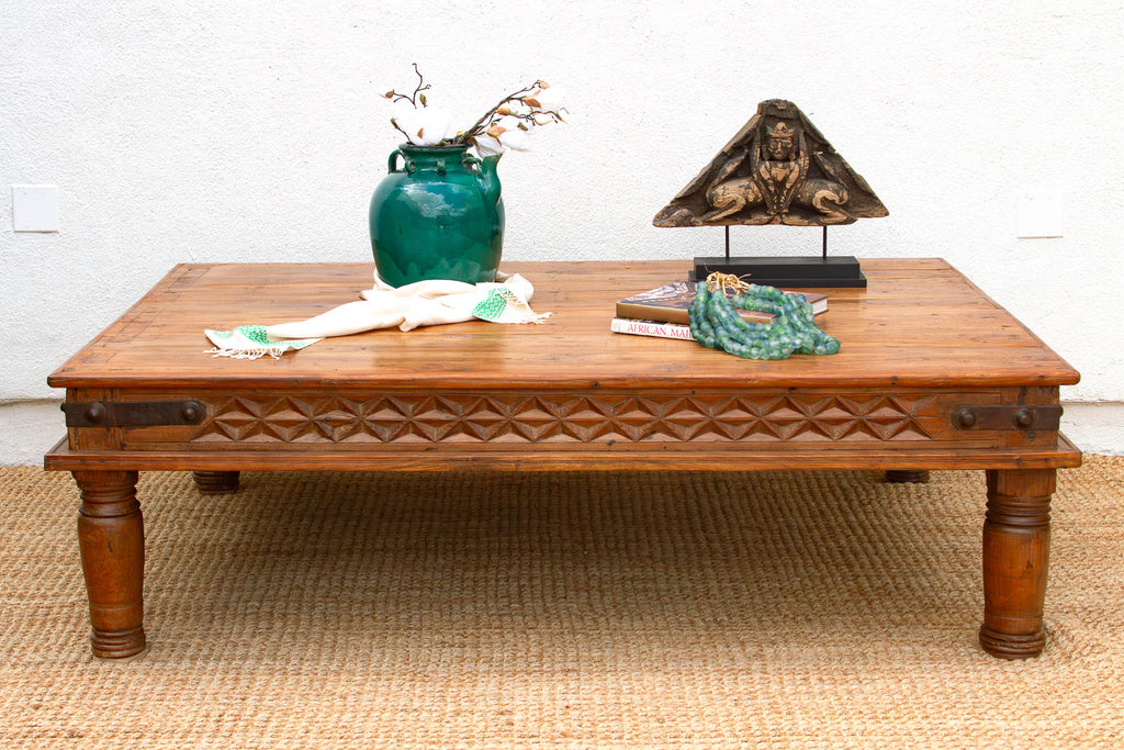 Grand Takhat Large Indian Teak Coffee Table (Trade)