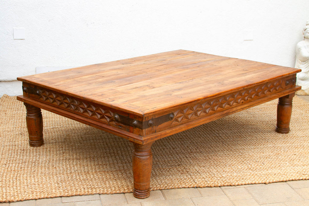 Grand Takhat Large Indian Teak Coffee Table (Trade)