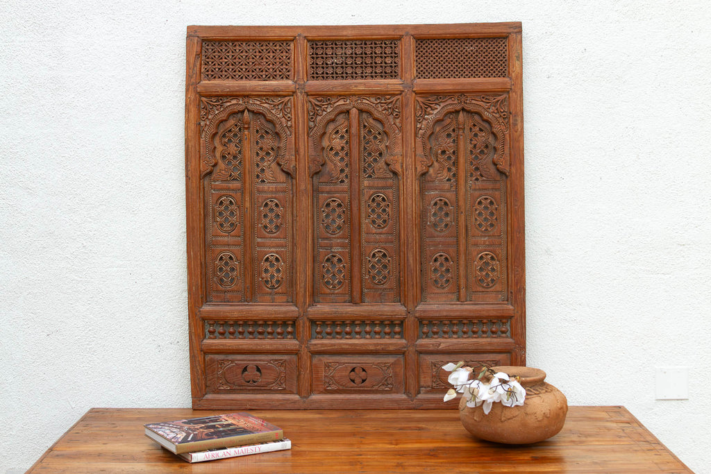 19th Century Rajasthan Lattice Carved Window Panel (Trade)