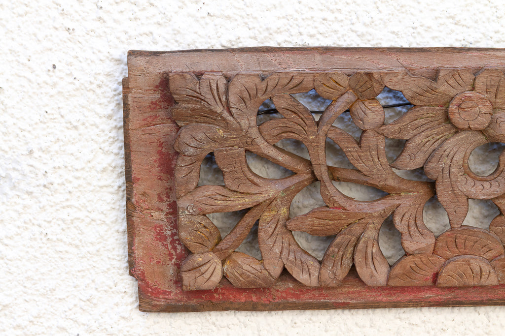 Antique Set of 2 Floral Carved Panels