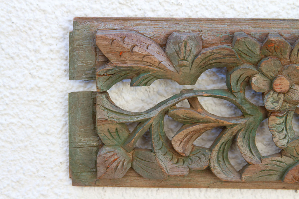 Set of 2, Forest Green Wall Carvings
