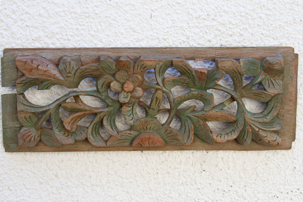 Set of 2, Forest Green Wall Carvings