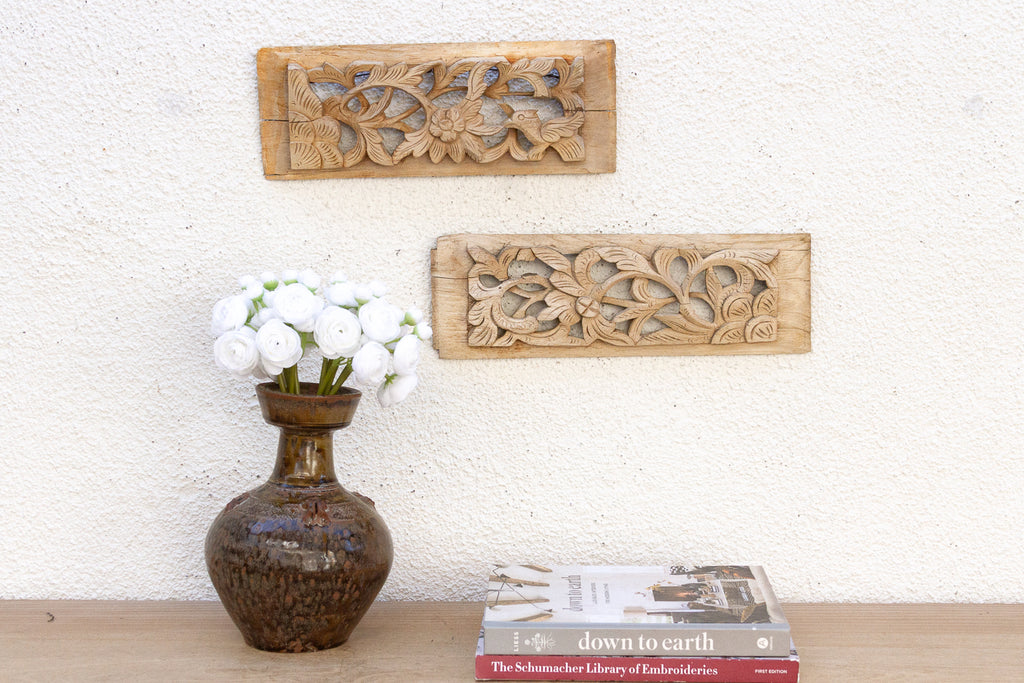 Birds & Flowers Bleached Panels, Pair (Trade)