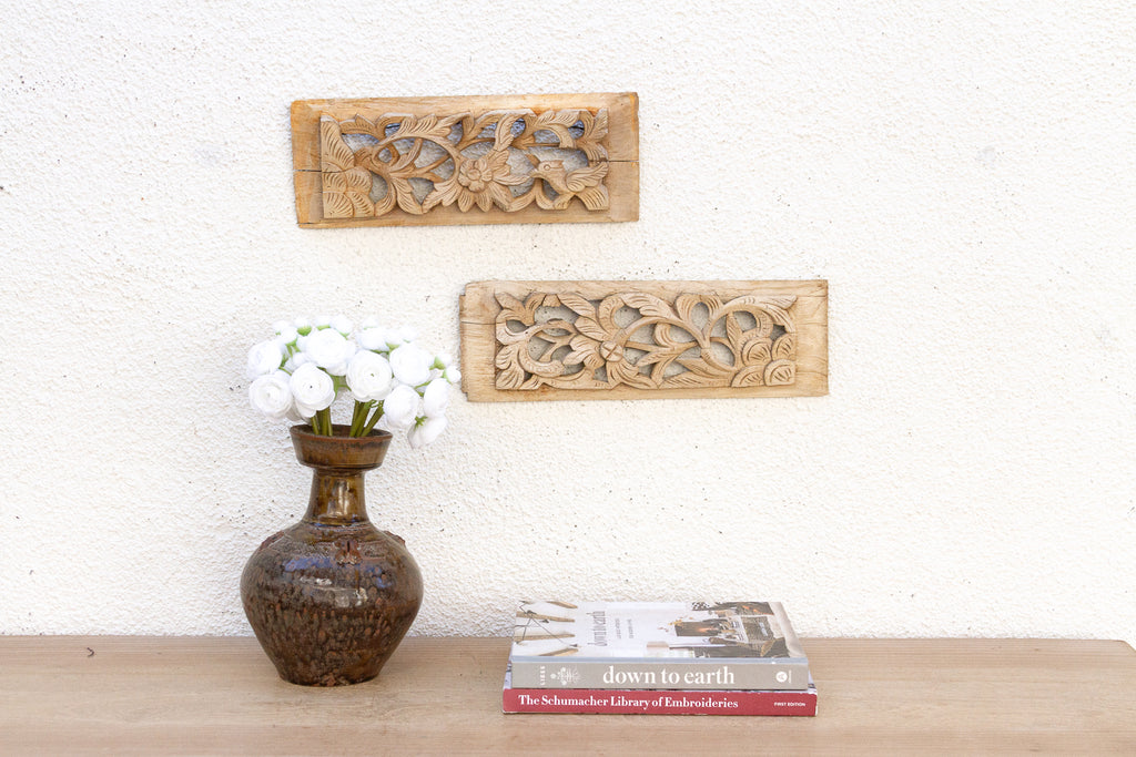 Birds & Flowers Bleached Panels, Pair (Trade)