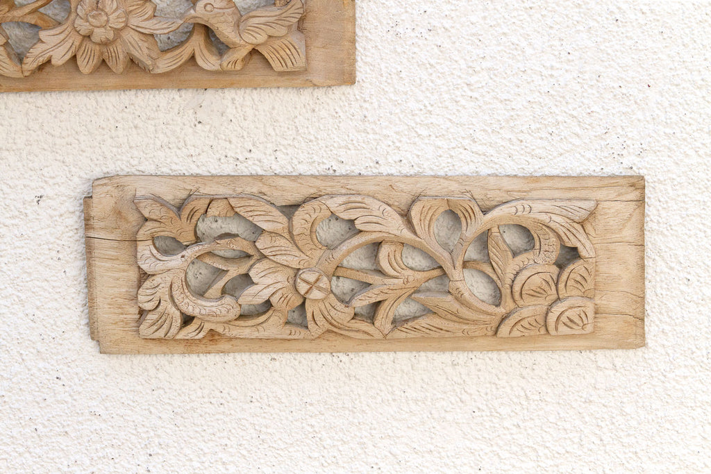 Birds & Flowers Bleached Panels, Pair (Trade)