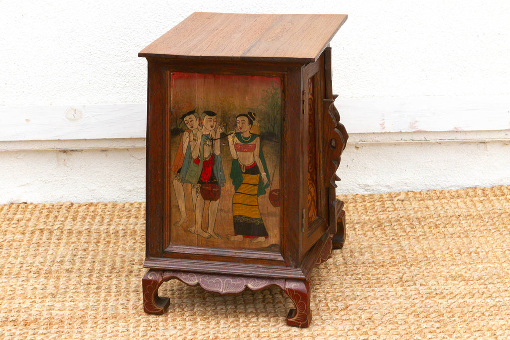 Small Mid-20th Century Hand Painted Thai Cabinet