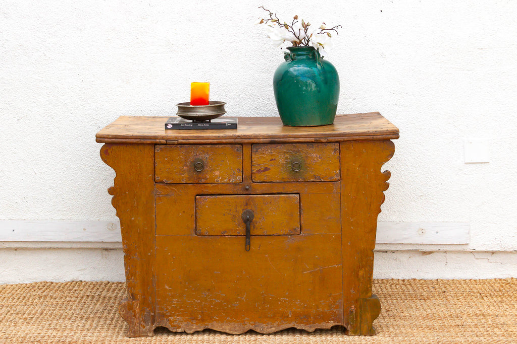 Large Vibrant Yellow 19th Century Money Chest