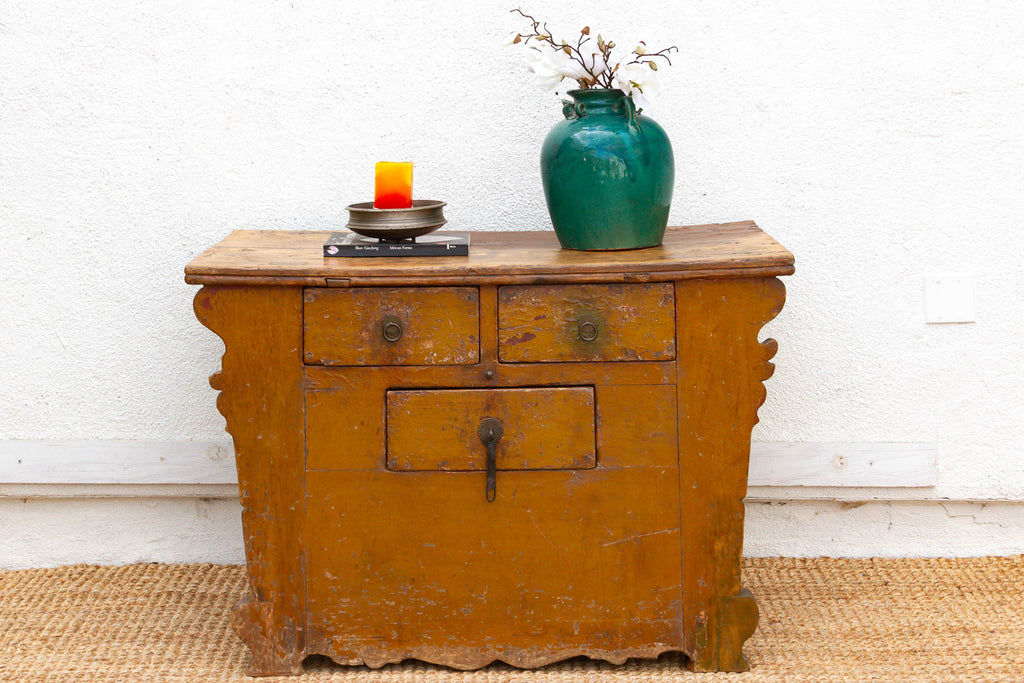 Large Vibrant Yellow 19th Century Money Chest