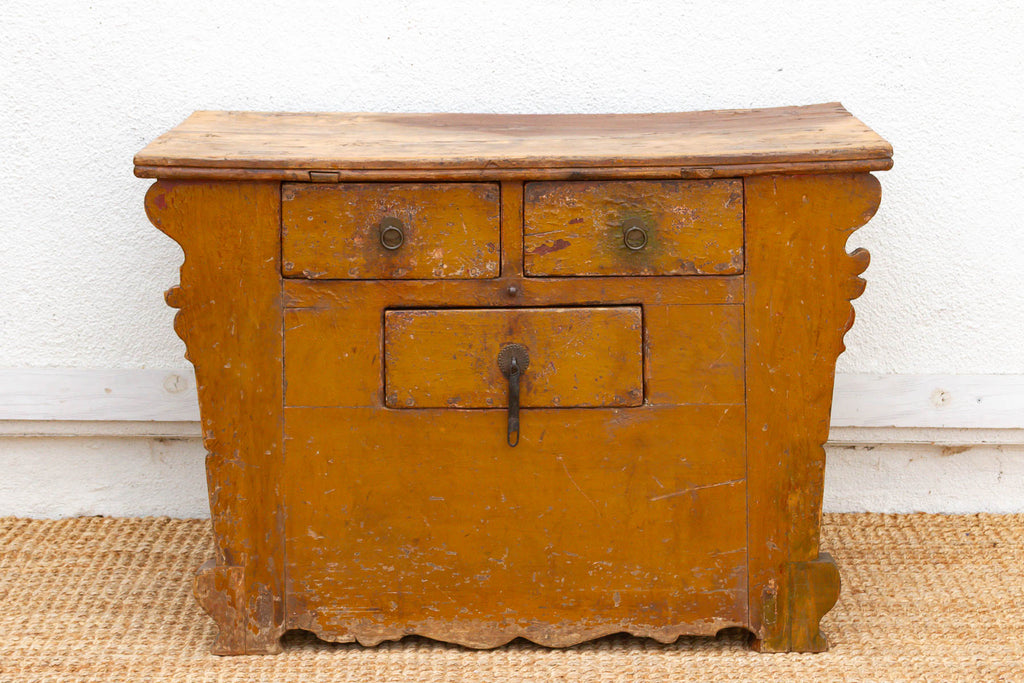 Large Vibrant Yellow 19th Century Money Chest