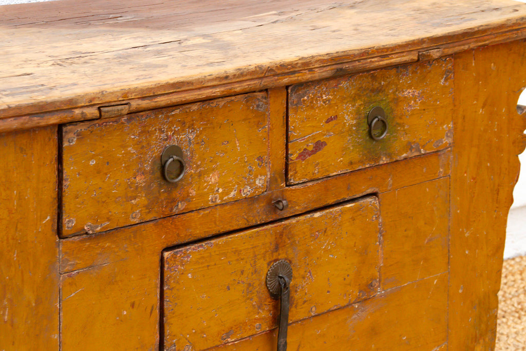 Large Vibrant Yellow 19th Century Money Chest