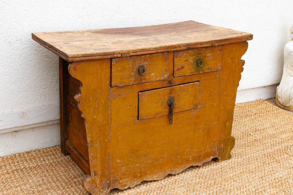 Large Vibrant Yellow 19th Century Money Chest