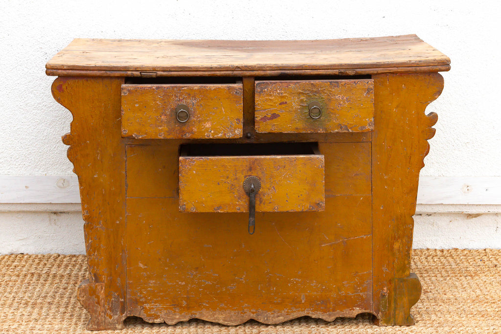 Large Vibrant Yellow 19th Century Money Chest