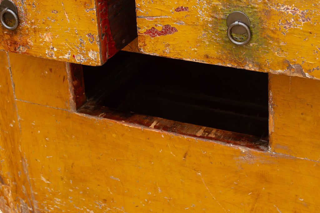 Large Vibrant Yellow 19th Century Money Chest