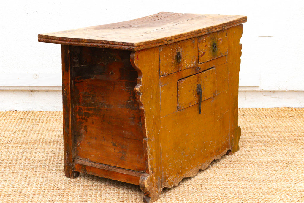 Large Vibrant Yellow 19th Century Money Chest