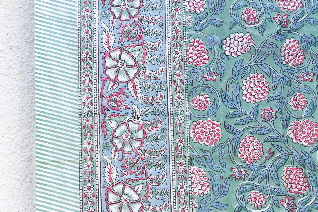 Jaipur Garden, Hand Blockprint Cotton Coverlet