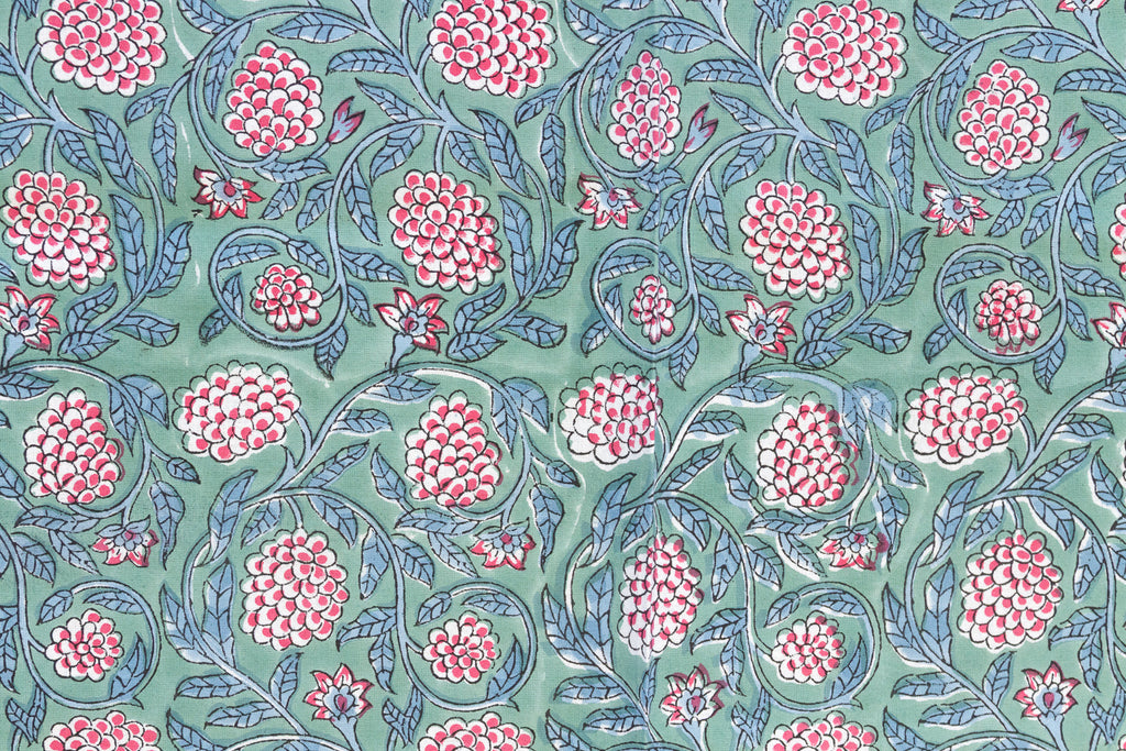 Jaipur Garden, Hand Blockprint Cotton Coverlet